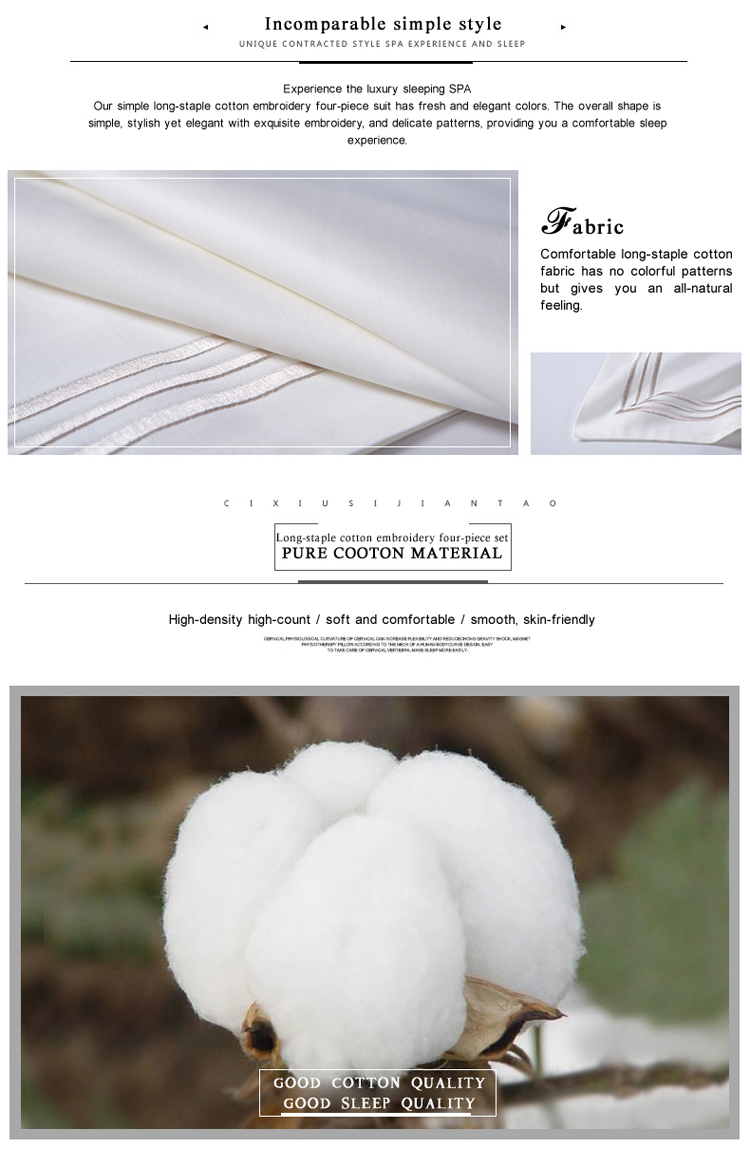 Customized 100% Cotton White Comforter Set Queen