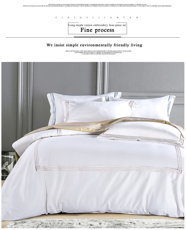 Customized 100% Cotton White Comforter Set Queen