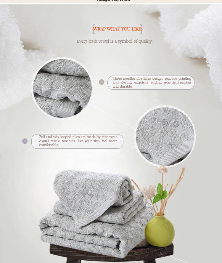 Terry Cloth Plain Gray Bath Towels