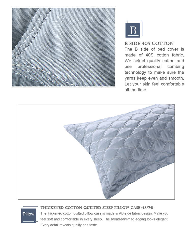 Soft Quilt Bed Cover Queen Grey