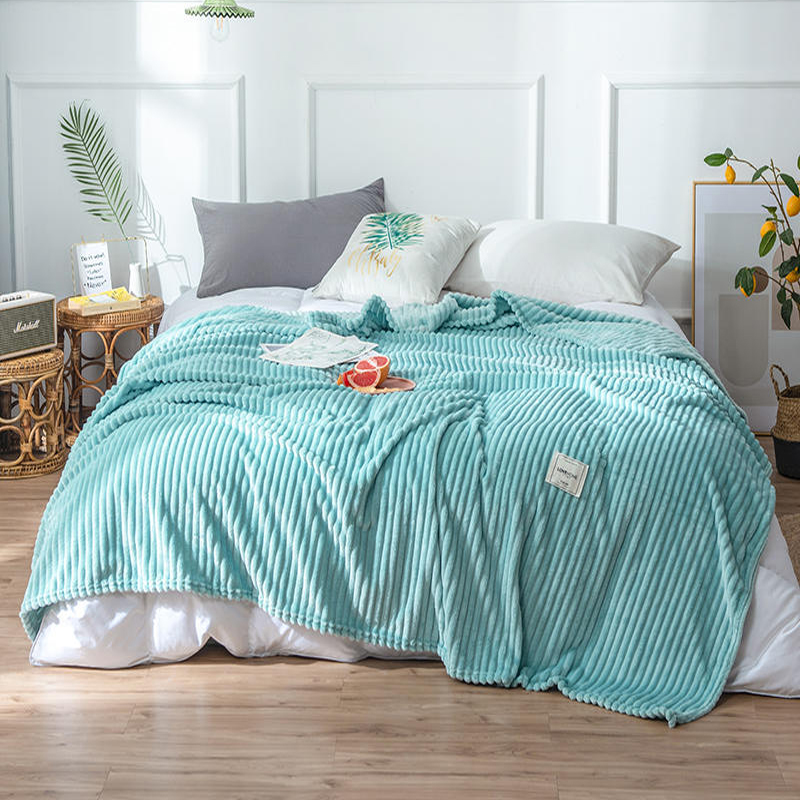 Ultra-soft Fleece Throw Aqua Stripe Design