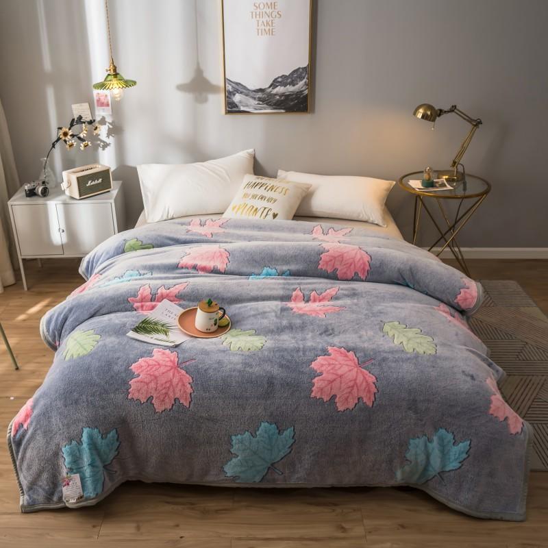 Blankets Ultra-soft Maple leaf Print Floral