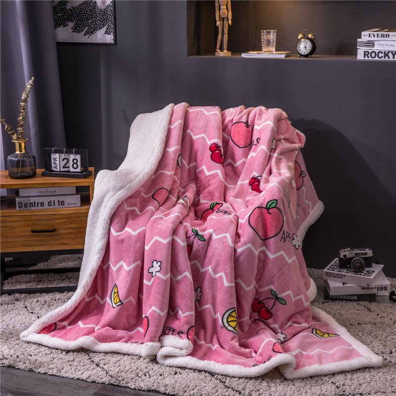 Pink Print Fleece Throw For King Size