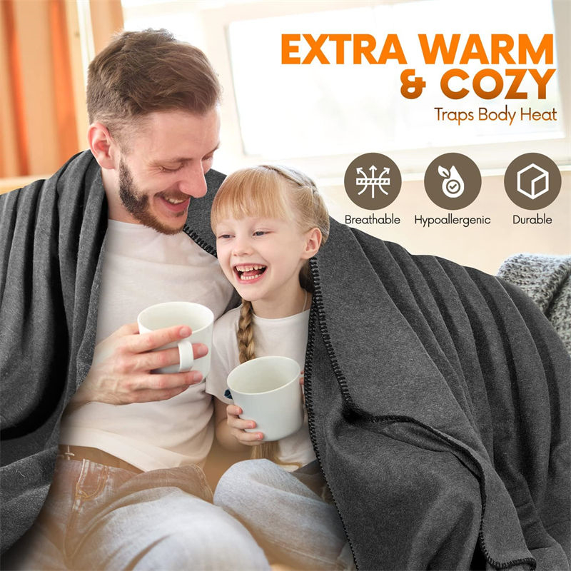 80% Wool 95% Gray - Free and Antimicrobial Blanket for Emergency Shelter