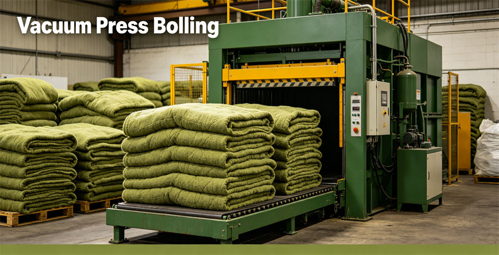 Blanket vacuum packing check for volume control, carton planning and shipment preparation Blanket vacuum packing check for volume control, carton planning and shipment preparation