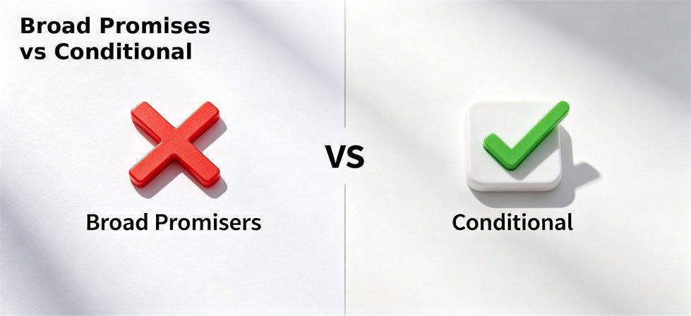 Relief blanket promise condition check for scoring supplier clarity instead of promotional volume
