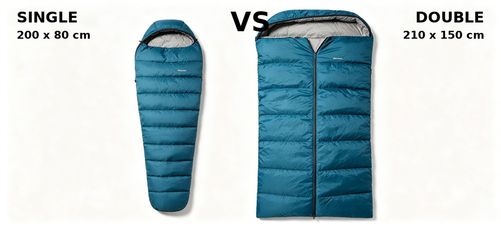 Single and double sleeping bag configurations compared for group accommodation planning Single and double sleeping bag configurations compared for group accommodation planning
