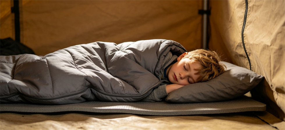 Sleeping bag used inside a tent for temporary emergency accommodation for government stockpile, institutional supply and