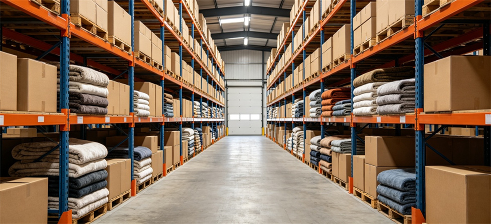 Blanket storage warehouse shelving for institutional blanket procurement, inspection and supply planning