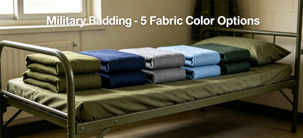Military bedding fabric in 5 color options with tear resistant material for government and institutional bulk procurement projects