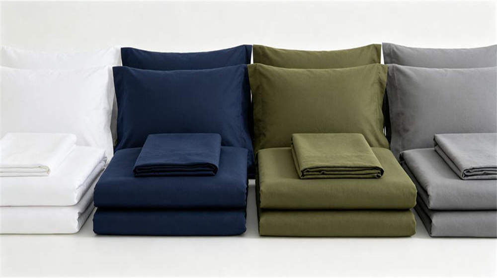 Bedding sets in multiple colors white navy olive grey for remote camp linen supply