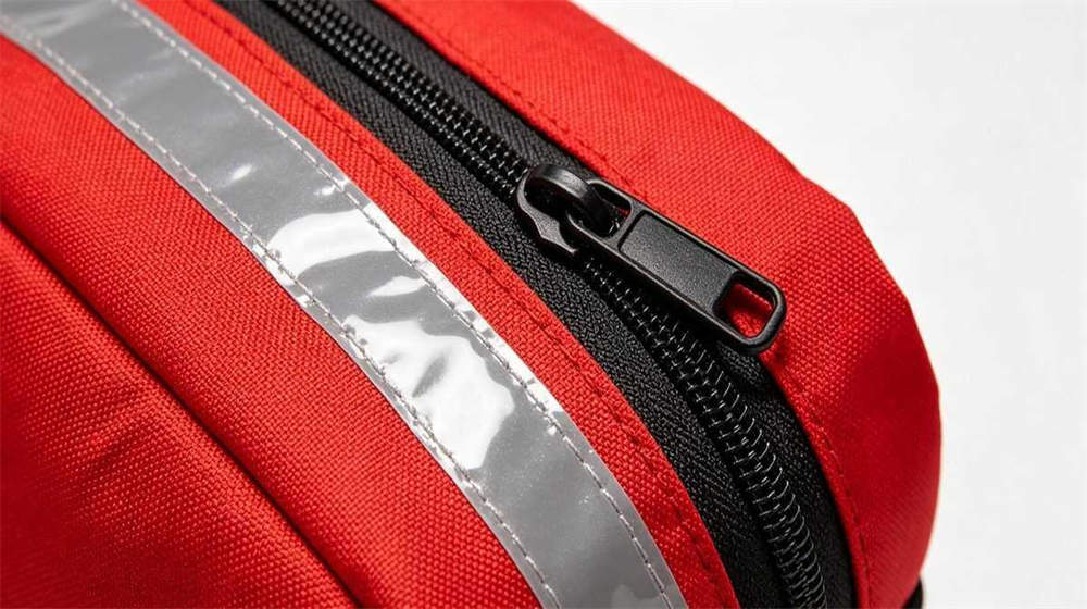 Backpack zipper and reflective strip detail waterproof emergency backpack safety features