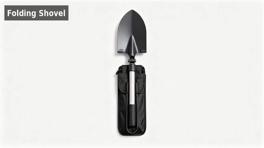 Folding emergency shovel multi purpose survival tool for digging and camping