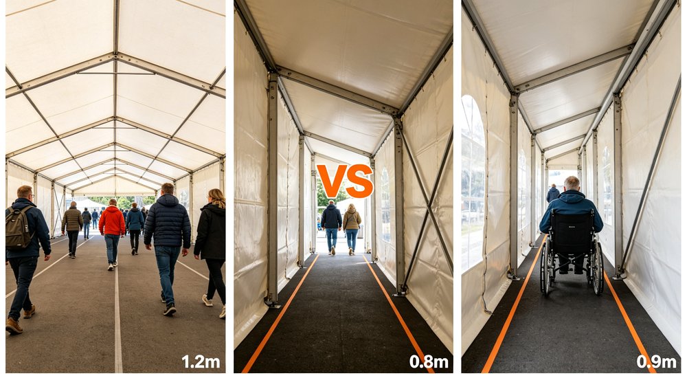 Aisle width comparison main secondary wheelchair accessible