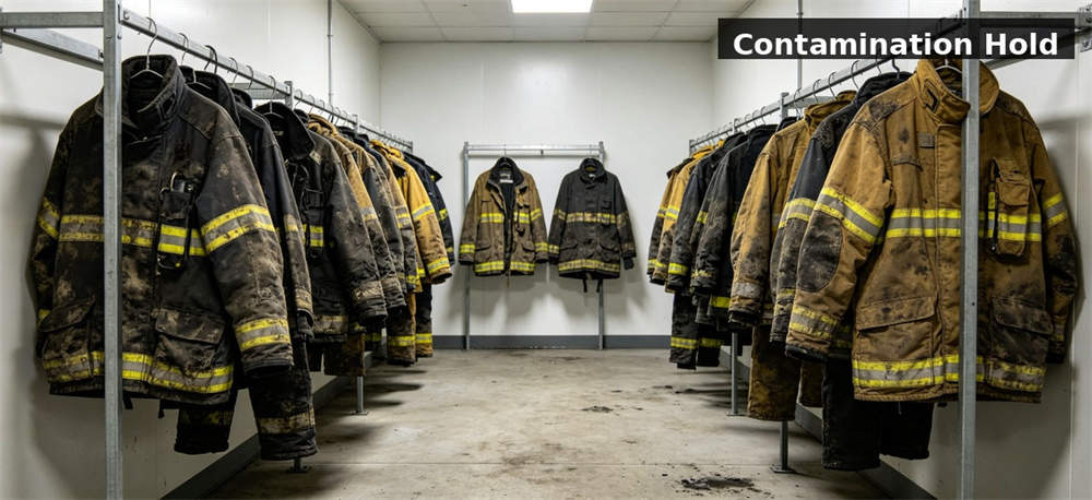 Structural firefighter building fire for institutional procurement, inspection and supply planning