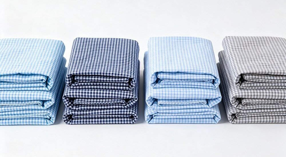 Gingham pattern bedding in multiple color options for institutional orders