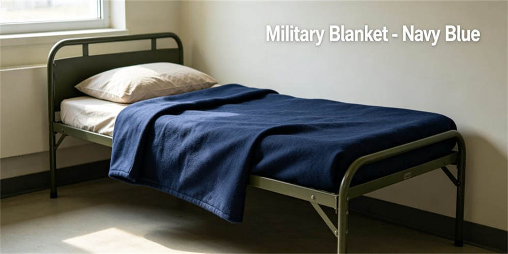 Navy blue heavy duty military blanket, thick durable textile blanket product for military dorm and field camp use Navy blue heavy duty military blanket, thick durable textile blanket product for military dorm and field camp use