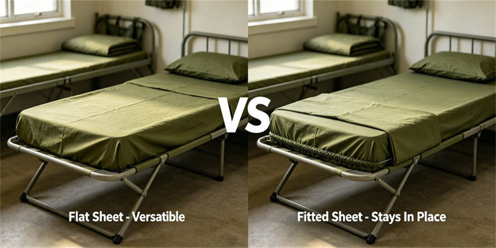 Flat sheet vs fitted sheet professional comparison, detailed bedding sheet type demo guide for military bedding selection Flat sheet vs fitted sheet professional comparison, detailed bedding sheet type demo guide for military bedding selection