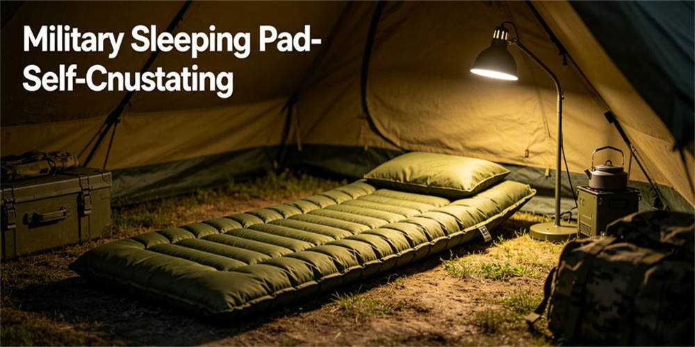 Self-inflating lightweight military sleeping pad, convenient field inflatable sleep mat for military outdoor activities