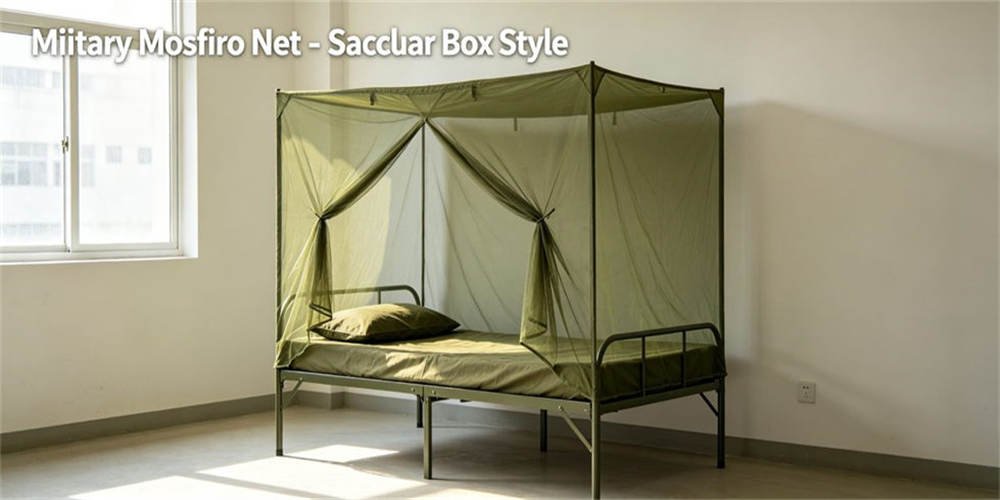 Rectangular box style full coverage military mosquito net, breathable military bed mosquito net for dorm insect prevention