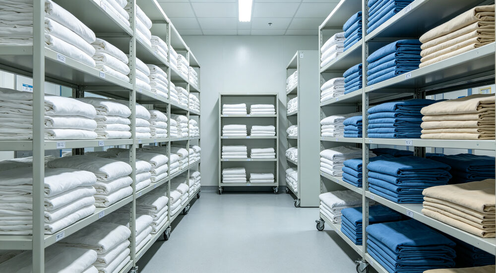 Institutional bedding product display showing material quality and design details for commercial procurement decision making suitable for emergency shelters hospitals universities and hotels requiring durable comfortable bedding solutions