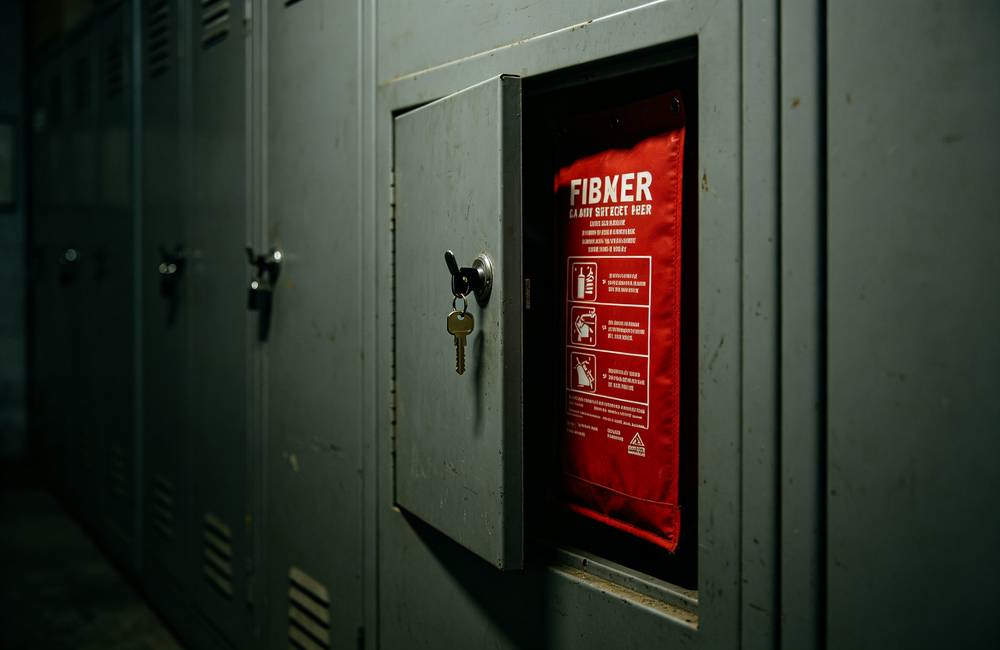 Fire blankets locked in storage cabinet hard to reach in fire emergency common mistake to avoid for home fire kit safety today Fire blankets locked in storage cabinet hard to reach in fire emergency common mistake to avoid for home fire kit safety today